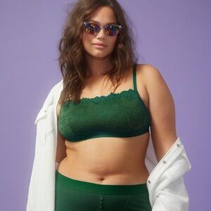 AERIE Dark Algae Lace Poppy Coquette Bandeau Bra Size L